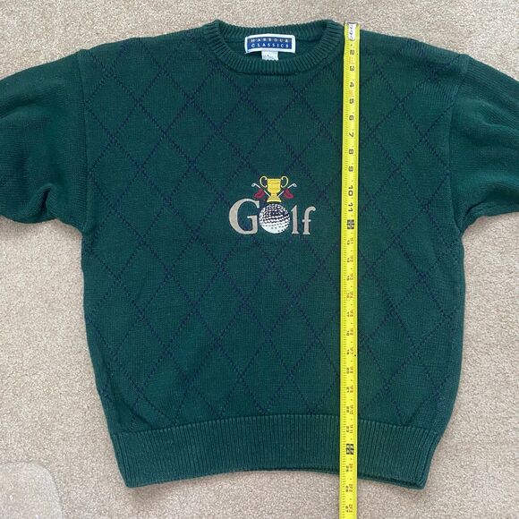 Vintage Harbour Classics Embroidered Cottagecore Hunter Green Sweater Golf Med - Picture 7 of 12
